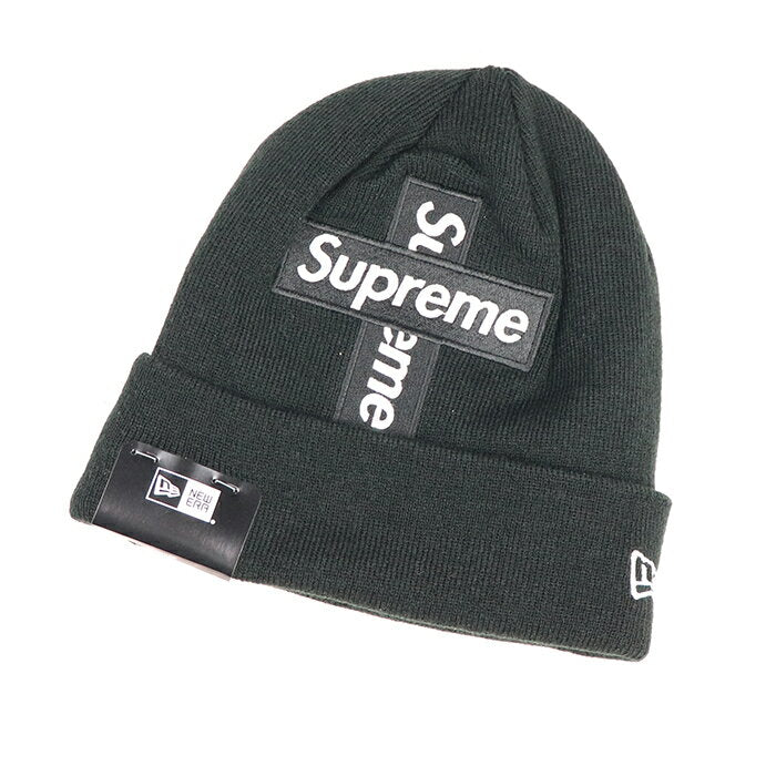 Supreme × New Era / Gorro con logo Cross Box / Gorro con logo Cross Box Negro / Negro 2020FW Genuino Nuevo Usado [Usado]