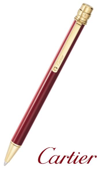 CARTIER OP000378SANTOS DE CARTIER BALLPOINT PEN Santos de Cartier Ballpoint Pen Burgundy Color Lacquer Yellow Gold Plated