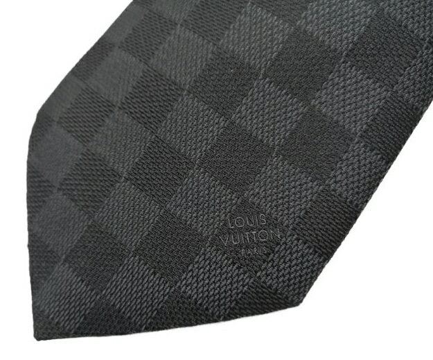 LOUIS VUITTON M78752 Louis Vuitton Clavatt Damier Classic Noir (Black) Tie Silk 100% 148 x 8cm LOUIS VUITTON Genuine Box & Ribbon Shop Bag/Message Card