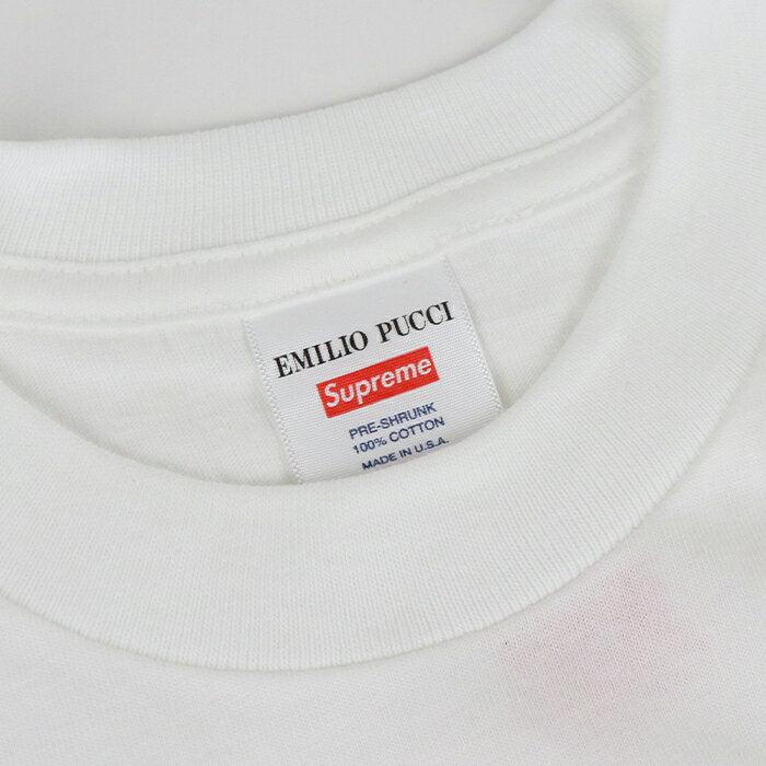 2021SS Supreme x Emilio Pucci Box Logo Tee White/Blue / Box Logo T-shirt White Blue 2021SS Genuine New and Used Item [Used]