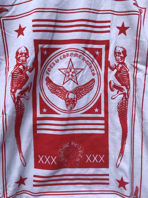 Talla L únicamente CORAZONES CROMADOS Camiseta manga larga Chrome Hearts FOTI camiseta larga blanca/roja