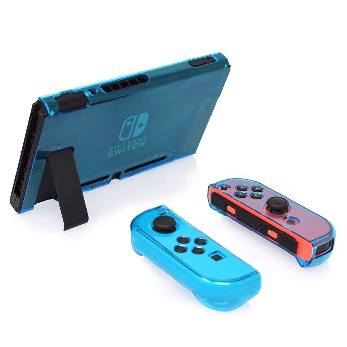 Funda para Nintendo Switch con película protectora de vidrio templado Soporte para base Estuche rígido para Nintendo Switch Carcasa exterior transparente Funda para Joy-Con Almacenamiento para Joy-Con Nintendo Funda para Nintendo Switch Base