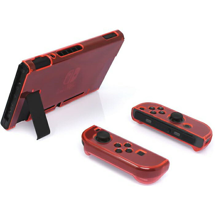 Funda para Nintendo Switch con película protectora de vidrio templado Soporte para base Estuche rígido para Nintendo Switch Carcasa exterior transparente Funda para Joy-Con Almacenamiento para Joy-Con Nintendo Funda de vidrio para Nintendo Switch