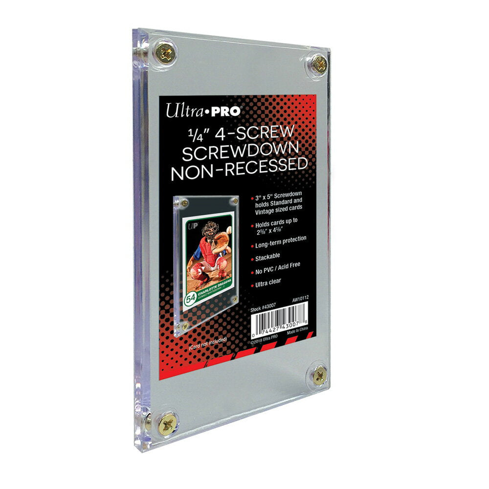 [UltraPro Collection Supplies] 1/4 inch Screwdown No Groove Type Trading Card Case Trading Card #43007 | 1/4" Screwdown Non-Recessed Holder | Trading card storage cases