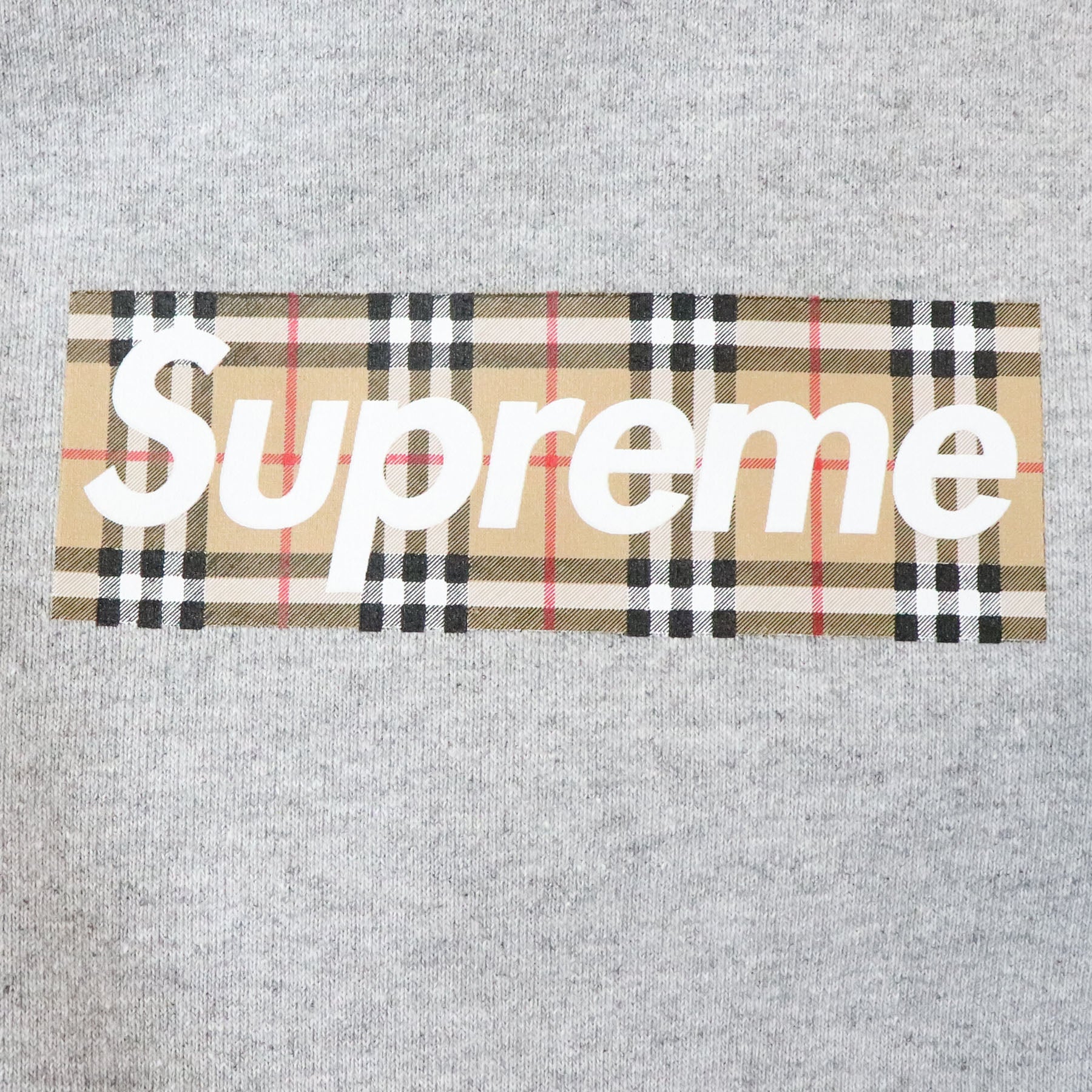 Sudadera con capucha con logo en forma de caja Supreme × Burberry / Sudadera con capucha con logo en forma de caja Supreme × Burberry 2022SS / Sudadera con capucha con logo en forma de caja gris / Gris Genuino Nuevo y usado [Usado]