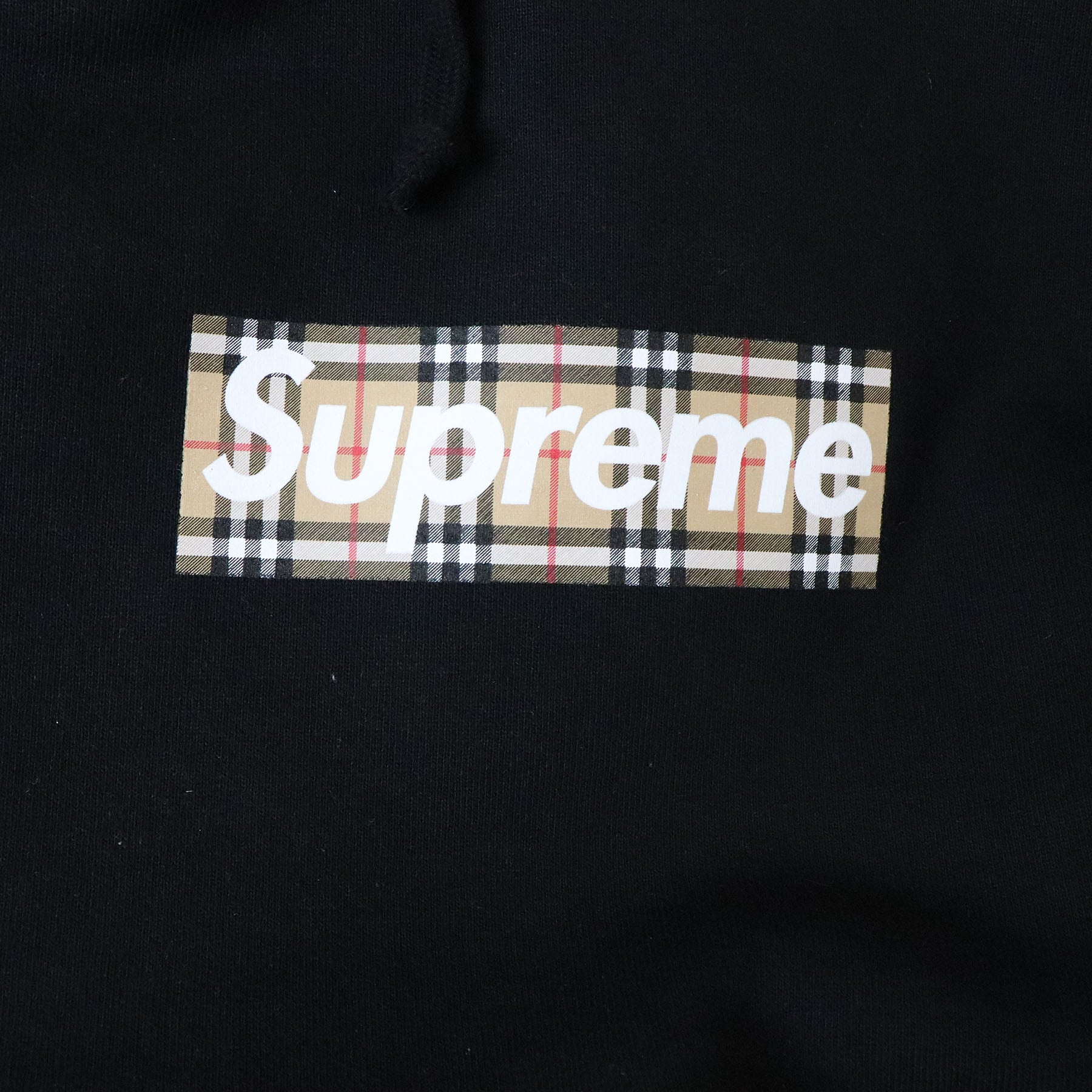 2022SS Supreme × Burberry Box Logo Hooded Sweatshirt Black / Black Genuine New and Used [Used]