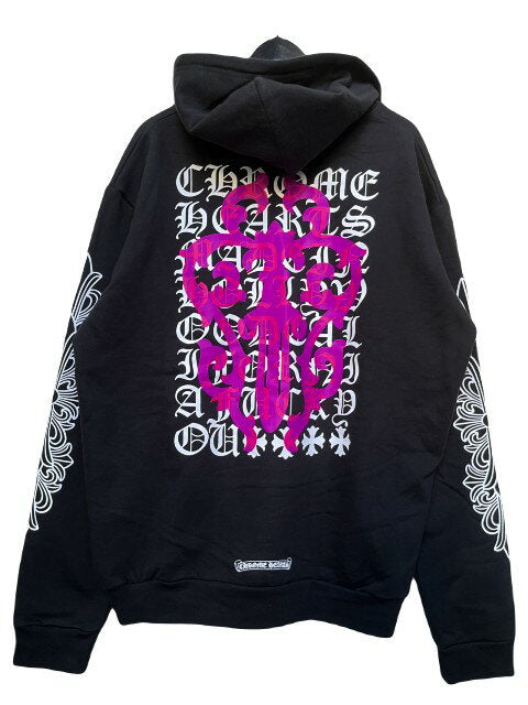 Sudadera con capucha y diseño de daga con corazones cromados y gráfico de ojos de daga, color negro