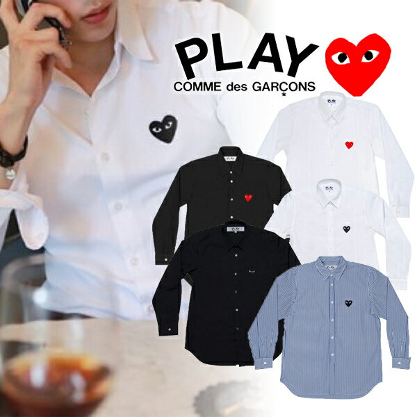 [COMME des GARCONS] Comme des Garcons Comme des Garcons PLAY Play Camisa de marca con logotipo de corazón para hombre Camisa de Comme des Garcons Camisa de vestir Camisa de manga larga de marca Camisa negra Camisa blanca