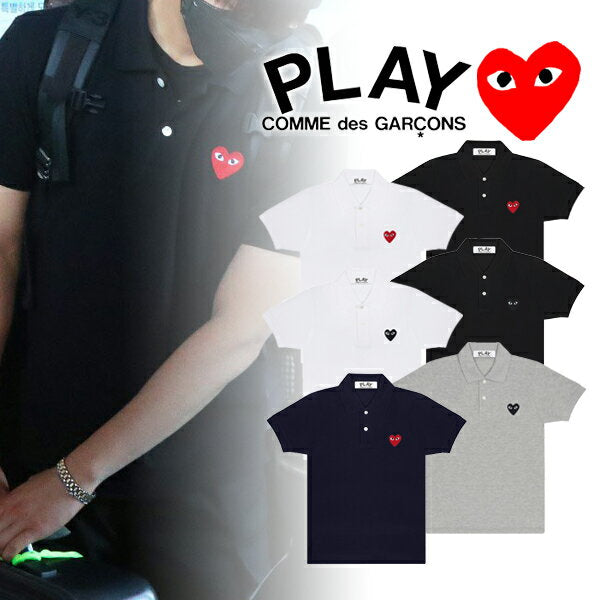 [COMME des GARCONS] Comme des Garcons Play Heart logo Polo marca Hombre Logo bordado Polo manga corta Polo hombre Hombre elegante Manga corta casual Moda Modo