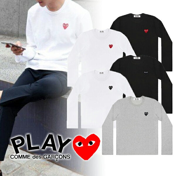 [COMME des GARCONS] Comme des Garcons PLAY Play Camiseta larga con logo de corazón Cortar y coser Camiseta de manga larga Tops Comme des Garcons para hombre Camiseta Garcons Logotipo de la marca Camiseta larga Manga larga