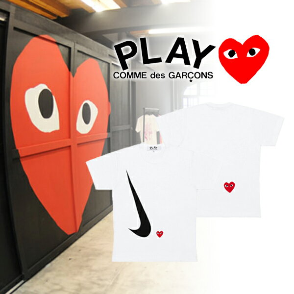 [COMME des GARCONS] COMME des Garcons Play Logotipo de corazón Cortar y coser NIKE Colaboración con la camiseta Nike Logotipo bordado de mujer Marca Estilo De moda Moda Moda Calle Tendencia