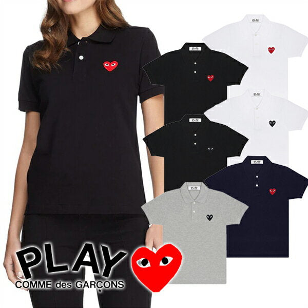 [COMME des GARCONS] COMME des Garcons Play Heart logo Polo shirt Women's embroidered logo Brand Stylish Fashionable Mode Mode Street Trend