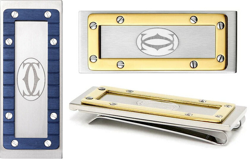 Cartier Cartier Clip para billetes Clip para billetes Plata x Oro Plata x Azul x Gris Santos de Cartier Tornillos para billetera ARTICULOS PEQUEÑOS CLIP PARA BILLETES DE ACERO INOXIDABLE SANTOS DE Cartier Cartier Nuevo y sin uso