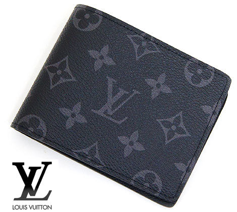 LOUIS VUITTON M61695 Monogram Eclipse Bifold Wallet without Coin Purse Portefeuille Multiple Men's New [Free Shipping]