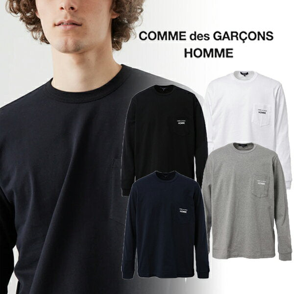 [COMME des GARCONS] HOMME LONG SLEEVE TEE Homme logo pocket pocket long T-shirt men's brand stylish fashionable mode mode trend Garcons T-shirt T-shirt com de