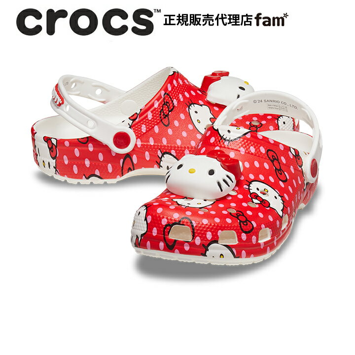 "40% DE DESCUENTO" Crocs Crocs [Sandalias para hombre y mujer] Zuecos clásicos rojos Hello Kitty/Zuecos clásicos rojos Hello Kitty/Sanrio | **