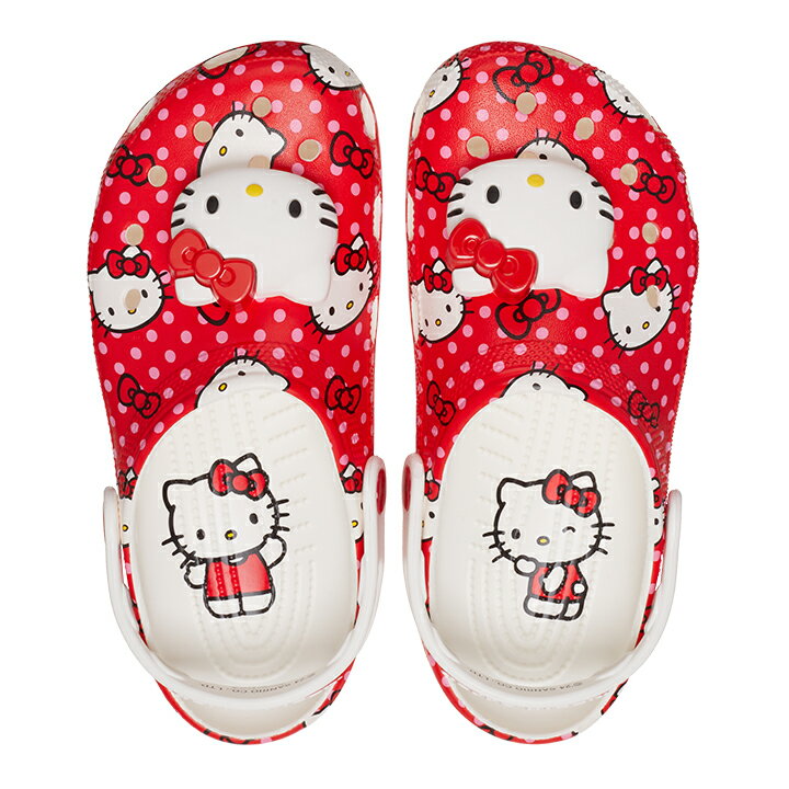 "40% DE DESCUENTO" Crocs Crocs [Sandalias para hombre y mujer] Zuecos clásicos rojos Hello Kitty/Zuecos clásicos rojos Hello Kitty/Sanrio | **