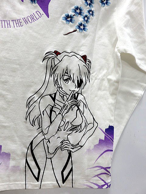 Camiseta larga bordada con estampado japonés Evangelion X Nishiki Asuka EVA × NISHIKI