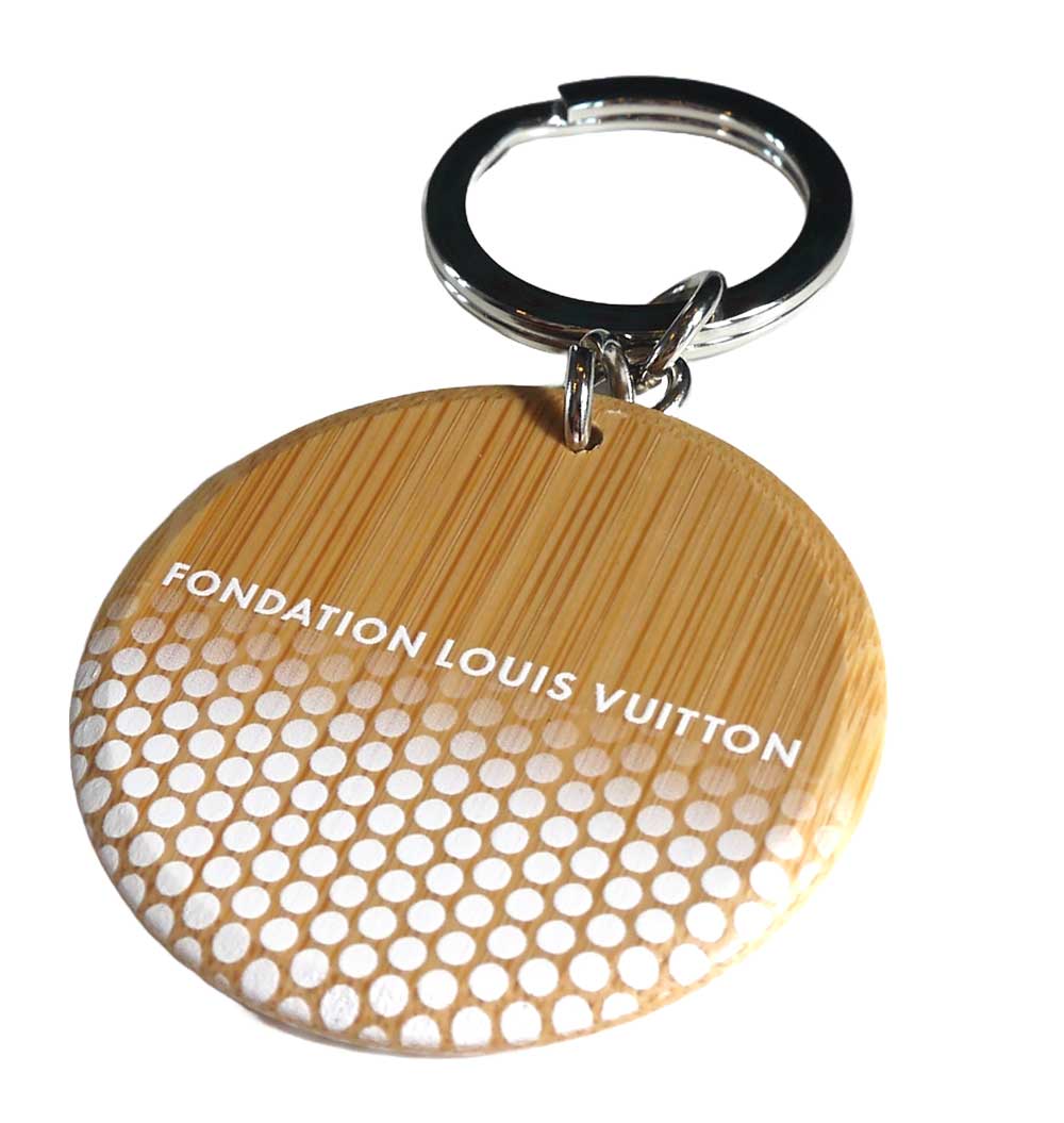 Only available in Paris! LOUIS VUITTON Museum of Art Round Keychain Wood Keychain Keyring FONDATION LOUIS VUITTON