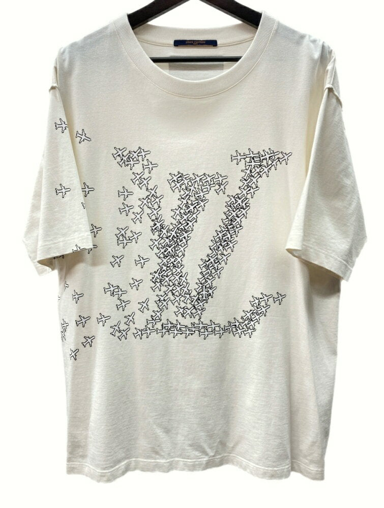 [Used] LOUIS VUITTON 20SS LV Planes Printed Tee Plain Printed T-shirt Airplane Short Sleeve Cut and Sew White - XXL T-shirt Printed White 104MT-217