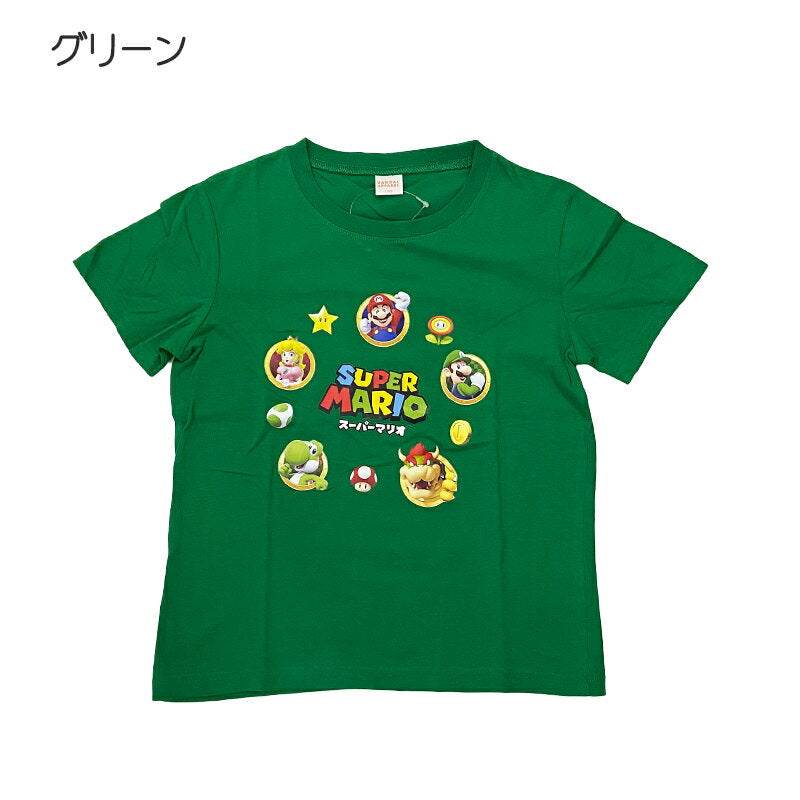 Super Mario Short Sleeve T-shirt, Tenji, 100% Cotton, Short Sleeve Tops, Kids, Baby, Toddler, Junior, Children's Clothing, Boys, Girls, 100 110 120 130 140 150 160 Summer Spring BANDAI SUPER MARIO Game T-shirt