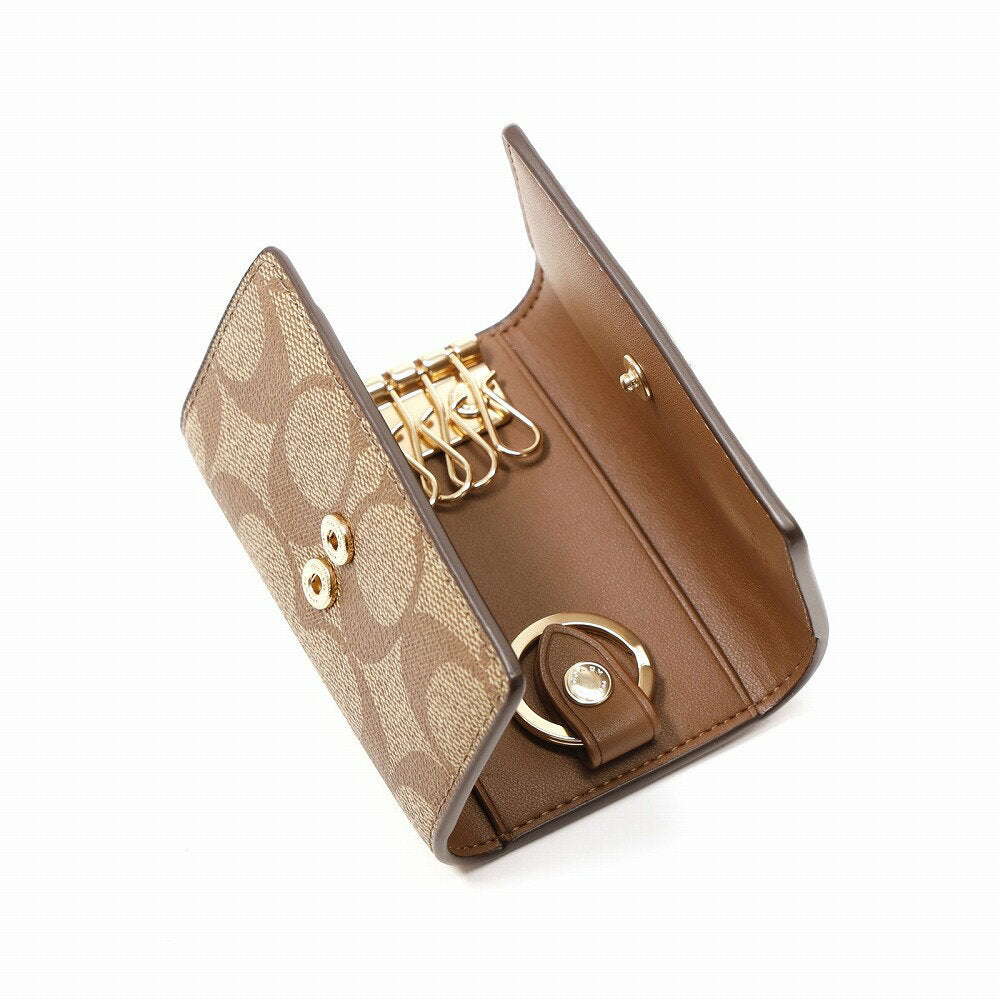 [Rakuten No. 10 Crowns! Free personalization] Coach Coach Key Case for Women, Personalized, Brand, 5-row, Stylish, Keychain, Key Ring, CR835, Outlet, Official Signature, Leather, Floral