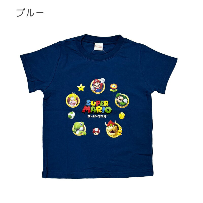 Super Mario Short Sleeve T-shirt, Tenji, 100% Cotton, Short Sleeve Tops, Kids, Baby, Toddler, Junior, Children's Clothing, Boys, Girls, 100 110 120 130 140 150 160 Summer Spring BANDAI SUPER MARIO Game T-shirt