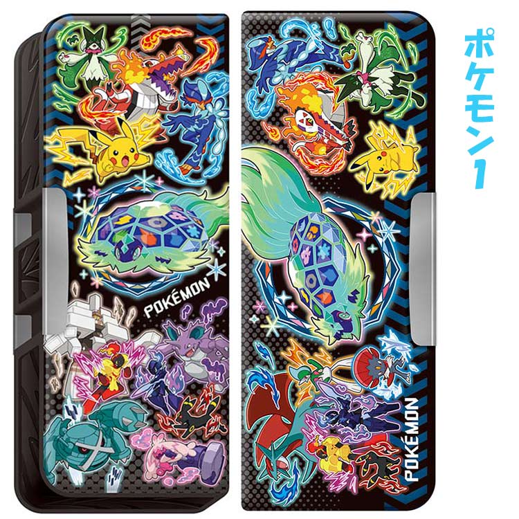 Showa Notebook Pencil Case Pokemon Pokemon Pokemon Poképiece Hologram with pencil sharpener Fudebako Hologram Black Embossed Pastel Flake Pokemon Boy Girl