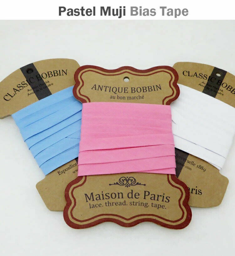 [Bias tape] Pastel MUJI (3 types) 1cm bias tape [Commercial use available]