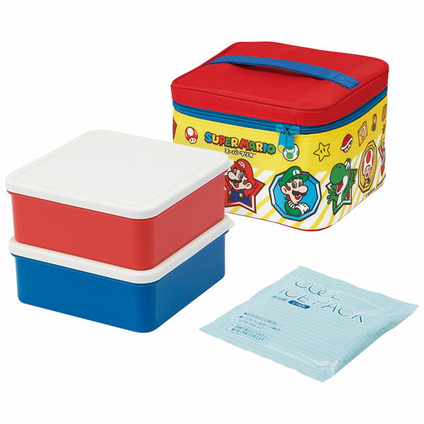 [3rd to 11th, 10x points] Travel lunch box with ice pack, ice pack, Super Mario 21 Lunch box, lunch case, lunch box, sports day, holiday, cherry blossom viewing, picnic