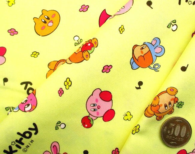 Character Fabric Fabric Kirby of the Stars (Kirby) (Yellow Yellow) Pattern number 3 Oxford (100% cotton) Fabric width - approx. 108cm (Kirby Kirby Kirby Kirby)