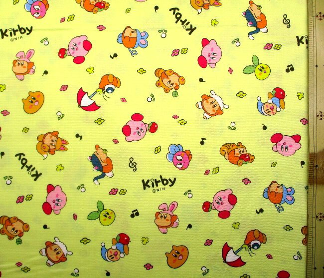 Tela de personajes Tela Kirby of the Stars (Kirby) (Amarillo Amarillo) Patrón número 3 Oxford (100% algodón) Ancho de la tela - aprox. 108cm (Kirby Kirby Kirby Kirby)