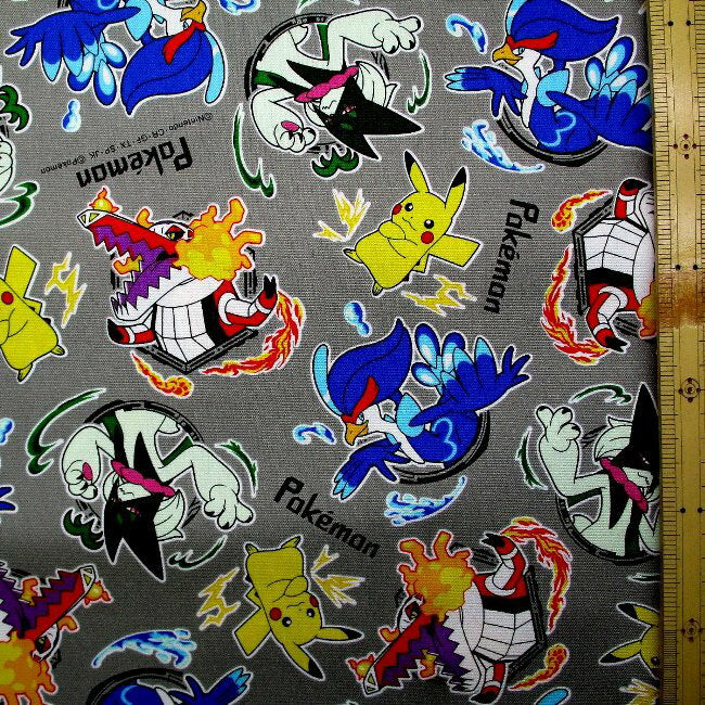 Character Fabric Cloth Pokémon (Grey) Pattern Number 135 (2025) Ox (100% cotton) Fabric Width - Approx. 108cm (Pokemon Monster Monster Ball Pikachu)