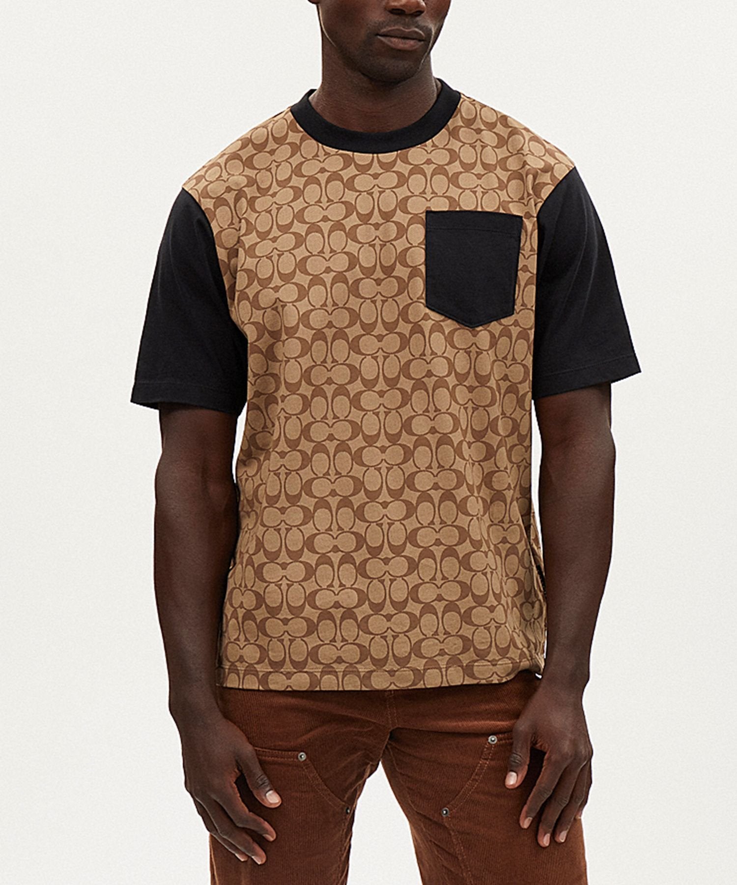 [SALE/62% OFF] COACH OUTLET [Official] Signature T-shirt Coach Outlet Tops Cut and Sew T-shirt Brown [Free Shipping]