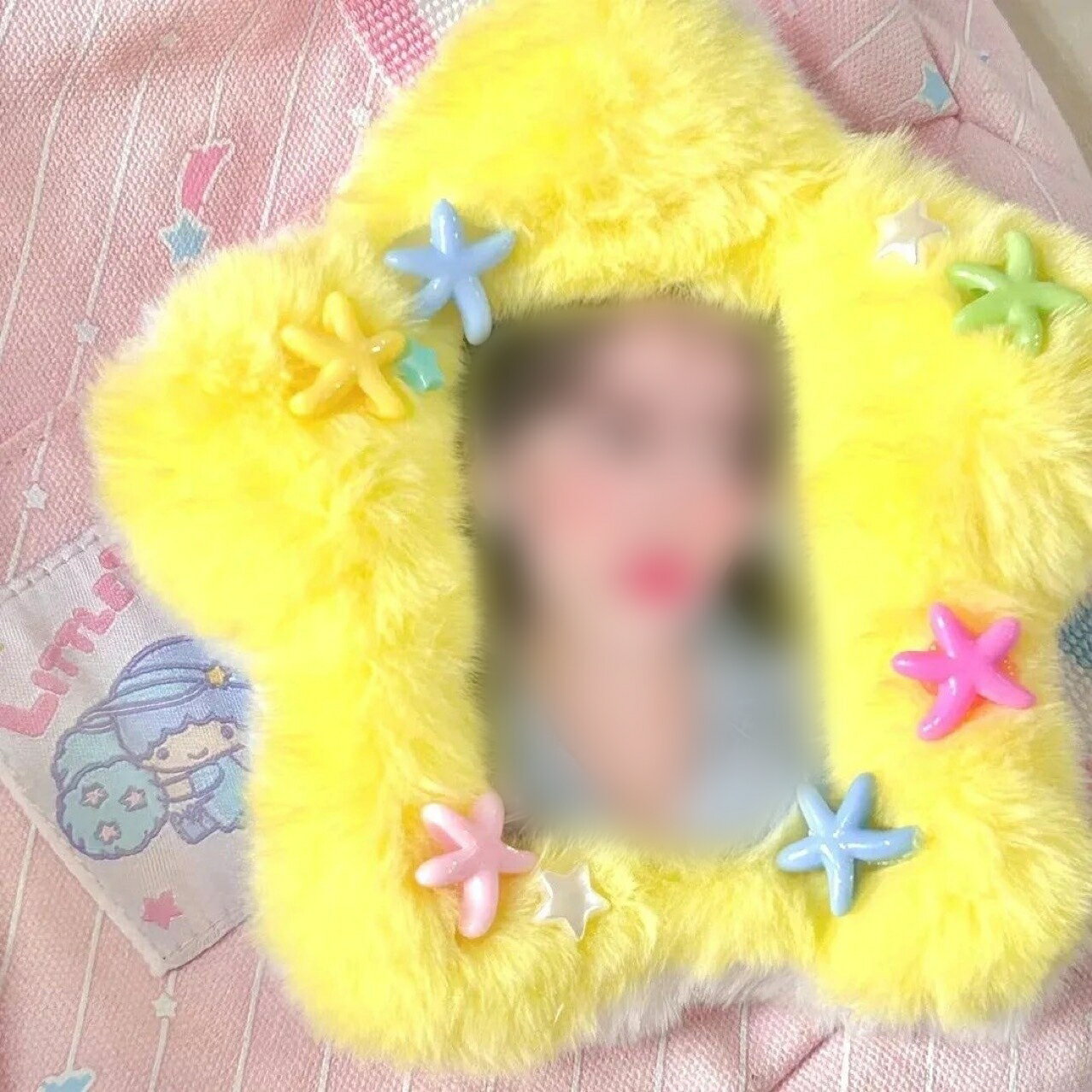 Free shipping Trading card case Trading card case Card case Women's Star-shaped Star-shaped Cute Cute Stylish Fluffy Photo Storage Storage Storage Favorite Yellow Blue