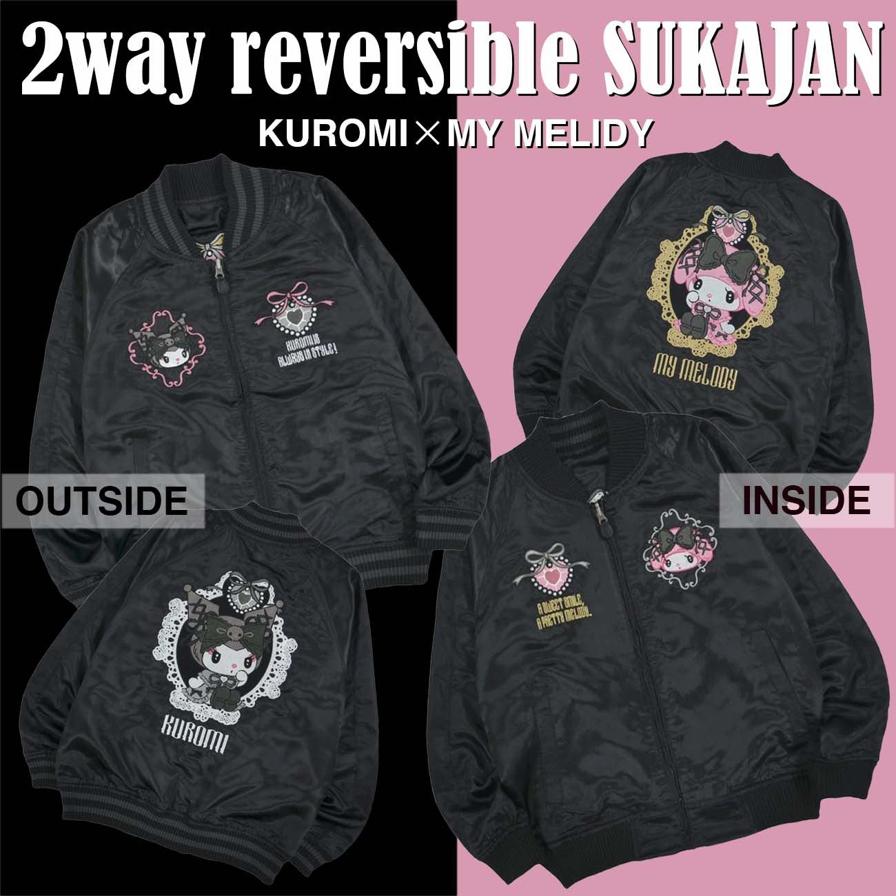 Kuromi My Melody My Melody Outerwear Sukajan Reversible Embroidery M L LL Sanrio Characters