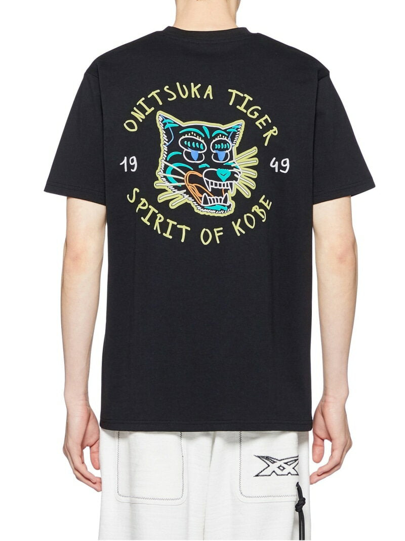 Onitsuka Tiger (U) [Official Shop] GRAPHIC TEE Onitsuka Tiger Tops Cut and Sew T-shirt White Black Pink Yellow [Free Shipping]