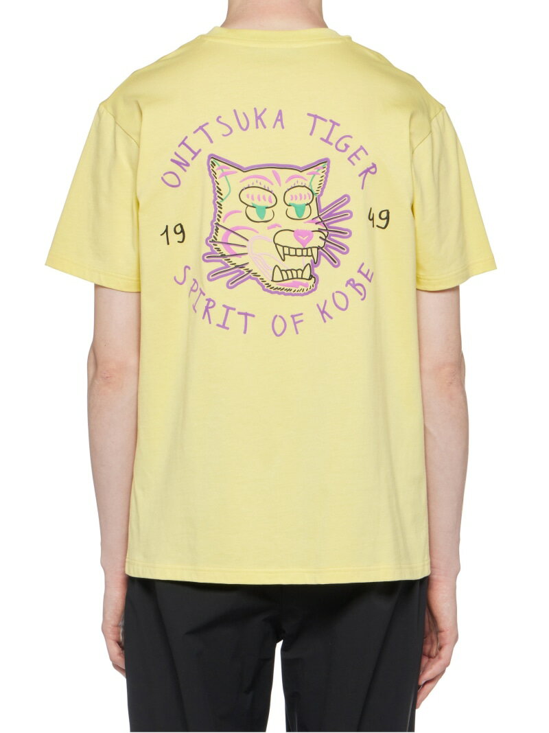 Onitsuka Tiger (U) [Official Shop] GRAPHIC TEE Onitsuka Tiger Tops Cut and Sew T-shirt White Black Pink Yellow [Free Shipping]