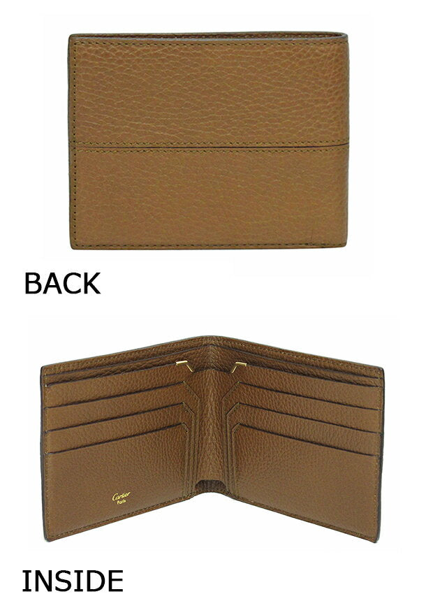 Cartier bifold wallet (no coin purse) Caramel saddle stitch L3001162 Cartier genuine product