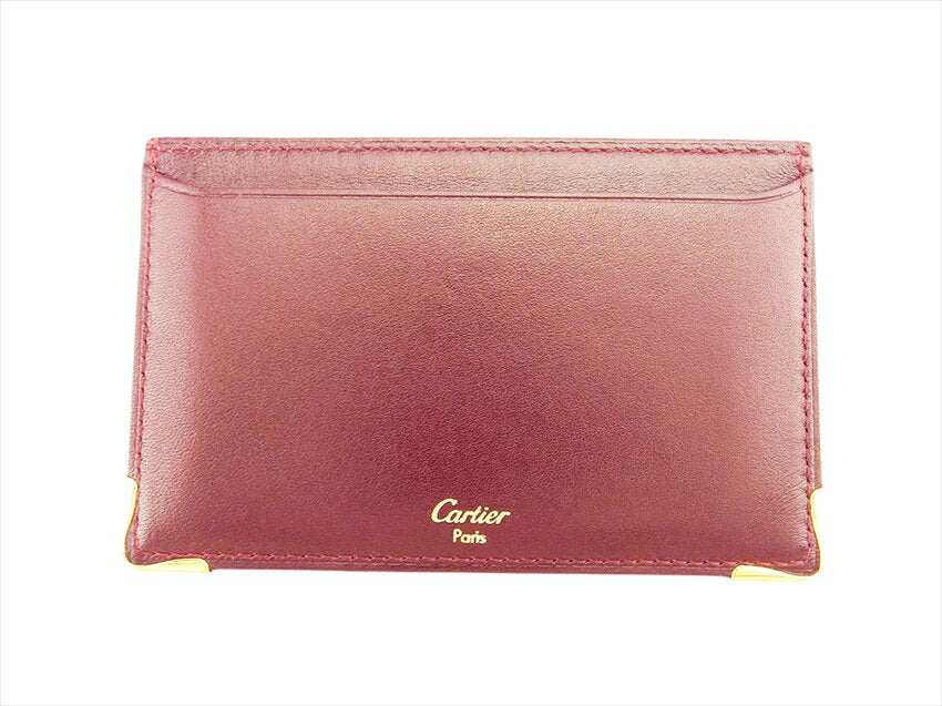 [Superventas 30 % de descuento] [Usado] Estuche para tarjetas de visita Cartier para mujer y hombre Mustline Mustline Bordeaux x Gold Cuero x Gold Material Cartier L3993