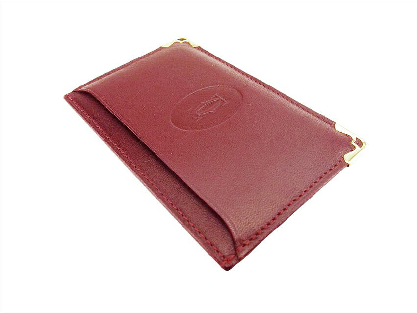 [Super Sale 30% OFF] [Used] Cartier Business Card Holder Card Case for Women Men Mustline Mustline Bordeaux x Gold Leather x Gold Material Cartier L3993