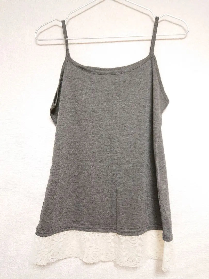 Camisole, gray, lace, white