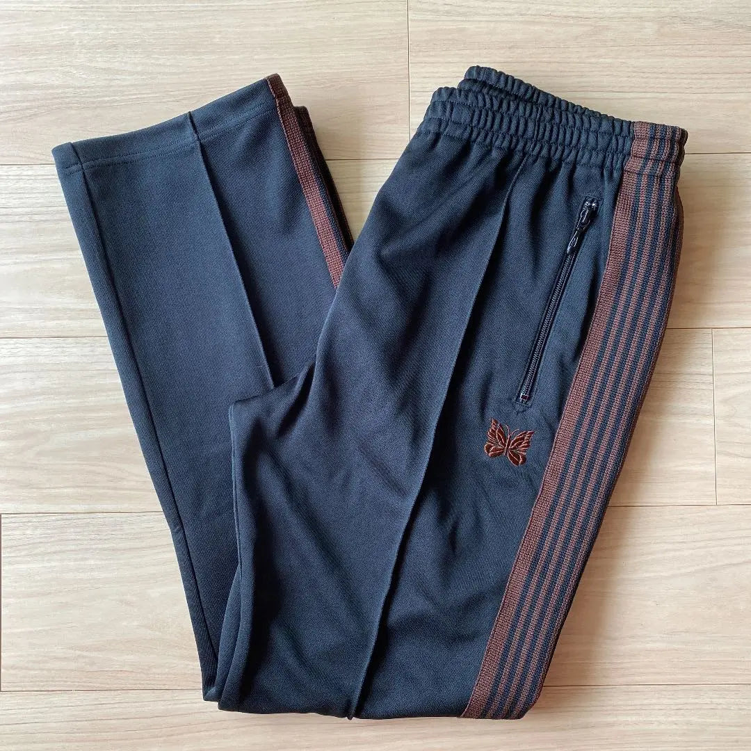 New narrow black brown needles track pants