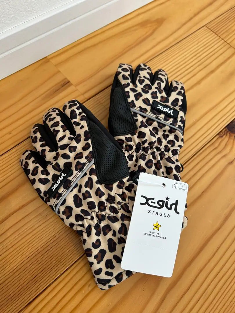 Guantes de esquí para niños X-girl, talla M, estampado de leopardo