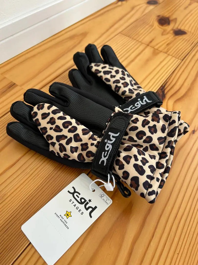 Guantes de esquí para niños X-girl, talla M, estampado de leopardo