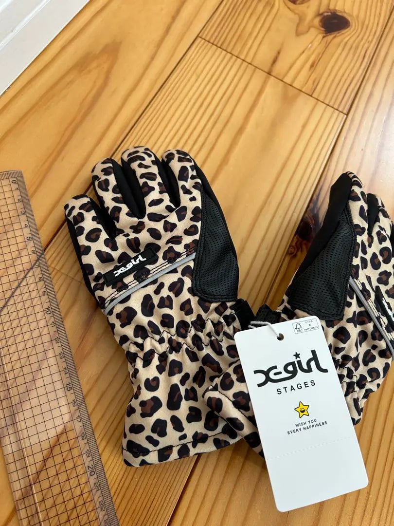 Guantes de esquí para niños X-girl, talla M, estampado de leopardo