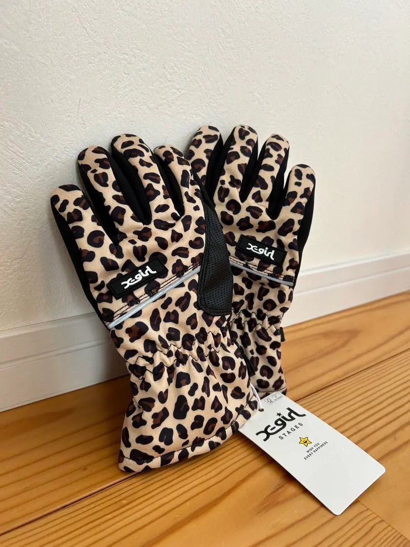 Guantes de esquí para niños X-girl, talla M, estampado de leopardo