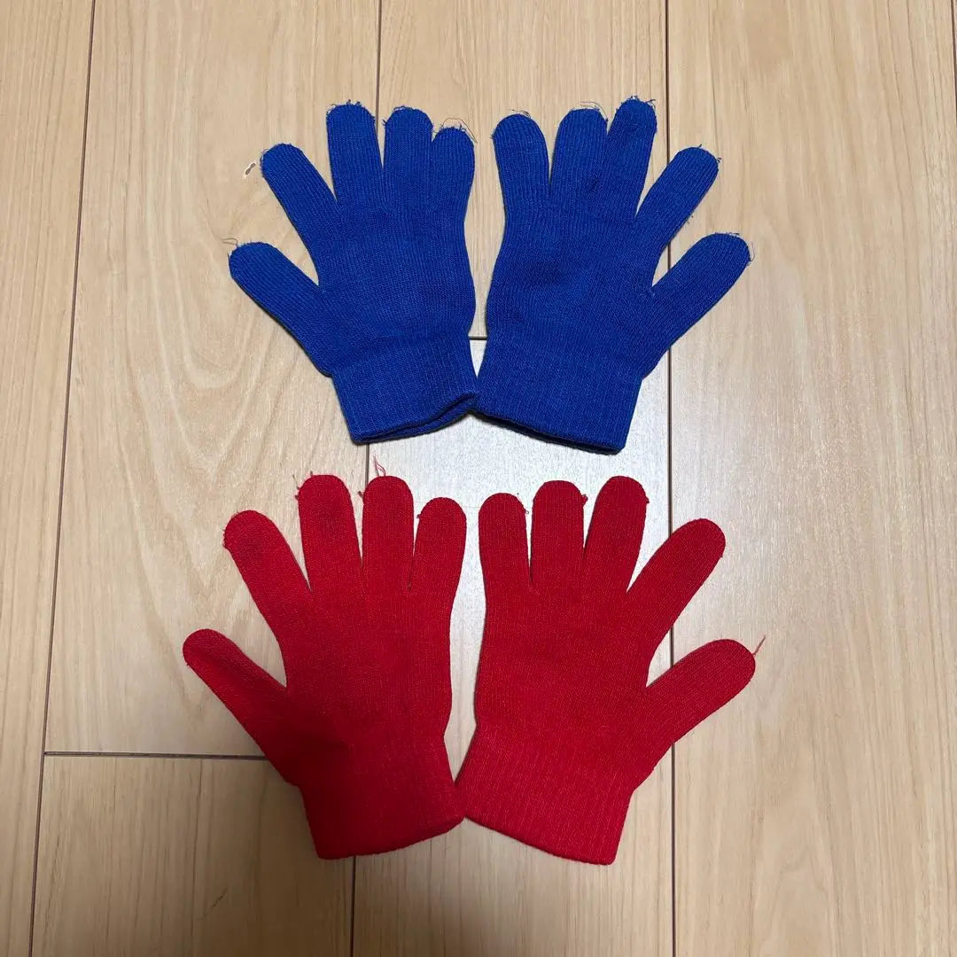 Blue and Red Knit Gloves Set, Skate Gloves, Adults, Children's Gloves