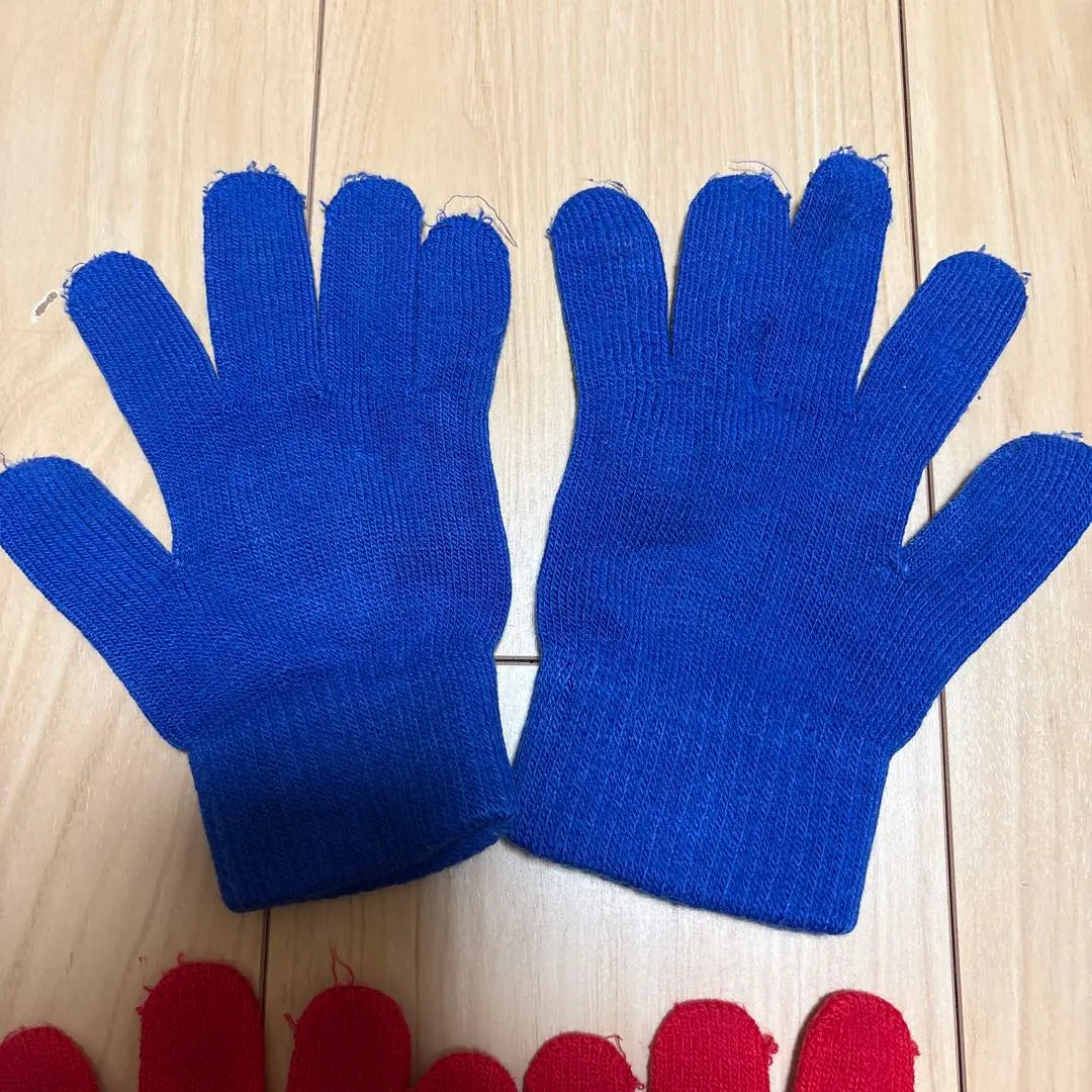 Blue and Red Knit Gloves Set, Skate Gloves, Adults, Children's Gloves