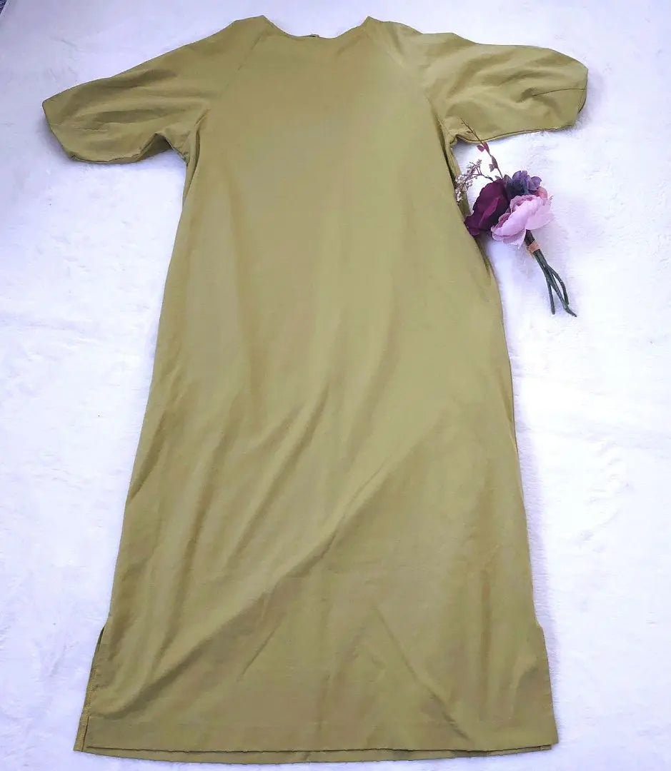 7-ID concept Khaki Short Sleeve Cut and Sew Dress for Women